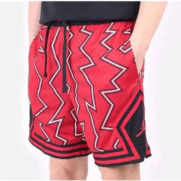 Nike Air Jordan Jumpman AOP Mesh Shorts Red Black XL - Picture 1 of 14